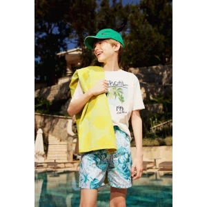 Defacto E5182 Mavi Erkek Çocuk Floral Deniz Şortu