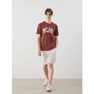 XSIDE Bej Standart Kalıp Poplin Erkek Şort