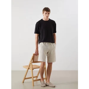 LCW Vision Bej Standart Kalıp Çizgili Erkek Şort