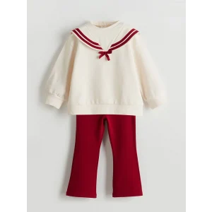 LCW Kids Ekru Kurdele Kız Çocuk Sweatshirt ve Tayt 2li