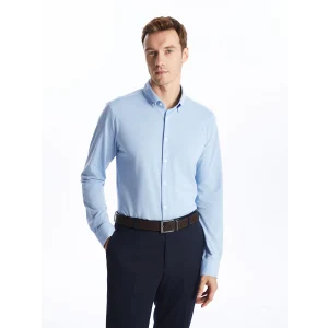 LCW Vision Mavi Slim Fit Uzun Kollu Oxford Erkek Gömlek