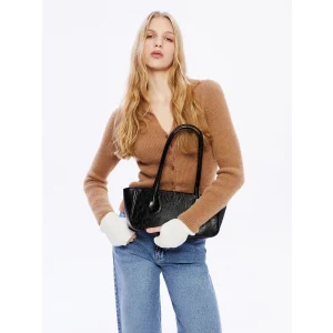 LCW ACCESSORIES Siyah Deri Görünümlü Kadın Omuz Çantası