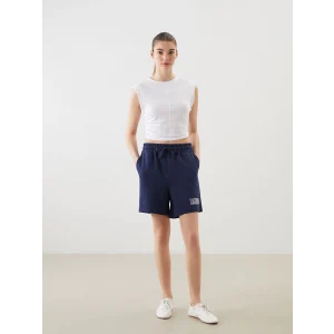 XSIDE Lacivert Beli Lastikli California Baskılı Kadın Şort