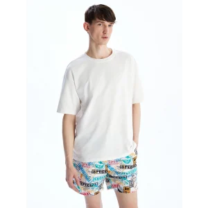 XSIDE Beyaz Kısa Boy Desenli Erkek Deniz Şortu