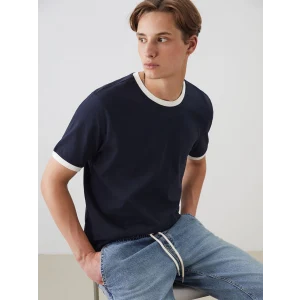 XSIDE Lacivert Bisiklet Yaka Penye Erkek Tişört