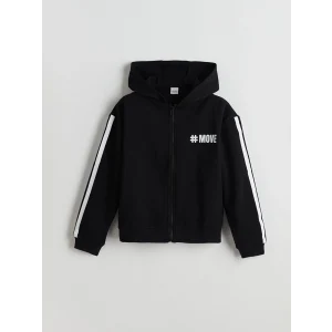 LCW Kids Siyah Kapüşonlu Kız Çocuk Fermuarlı Sweatshirt