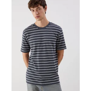 XSIDE Antrasit Bisiklet Yaka Çizgili Erkek Tişört