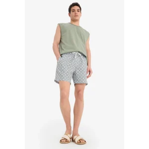 Defacto E0996 Haki Desenli File Astarlı Kısa Boy Deniz Şortu