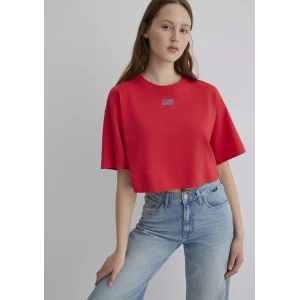 Mavi 1611585-71083 Mavi Logo Baskılı Kırmızı Crop Tişört