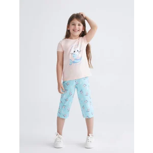 LCW Kids Pembe Baskılı Kız Çocuk Şortlu Pijama Takımı
