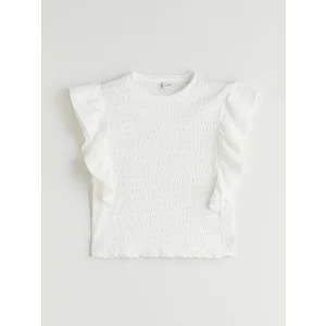 LCW Kids Ekru Bisiklet Yaka Kız Çocuk Tişört