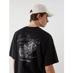 XSIDE Siyah Bisiklet Yaka Baskılı Erkek Tişört