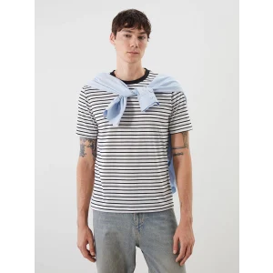 XSIDE Siyah Bisiklet Yaka Çizgili Penye Erkek Tişört