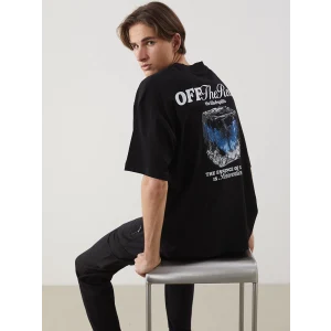 XSIDE Siyah Bisiklet Yaka Baskılı Erkek Tişört