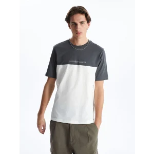 XSIDE Antrasit Bisiklet Yaka Renk Bloklu Erkek Tişört