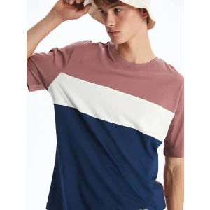 XSIDE Pembe Bisiklet Yaka Renk Bloklu Penye Erkek Tişört