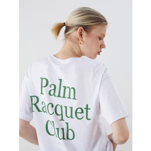 LCW Vision Beyaz Bisiklet Yaka Baskılı Oversize Kadın Tişört