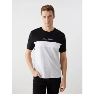 LCWAIKIKI Classic Siyah Bisiklet Yaka Kısa Kollu Renk Bloklu Erkek Tişört