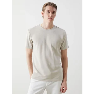 LCW Vision Bej Bisiklet Yaka Kısa Kollu Erkek Tişört