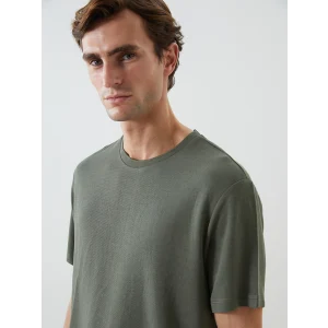 LCW Vision Yeşil Bisiklet Yaka Kısa Kollu Erkek Tişört