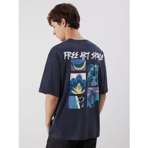 XSIDE Antrasit Bisiklet Yaka Baskılı Penye Erkek Tişört