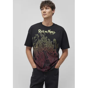 Mavi 0611664-900 Rick and Morty Baskılı Siyah Tişört