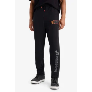 Defacto D6561 Siyah DeFactoFit NBA Miami Heat Kalın Jogger Eşofman Altı Standart Fit Cepli Esnek Bantlı Paça