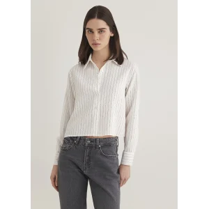 Mavi 1211025-85353 Çizgili Ekru Gömlek