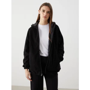 LCWAIKIKI Classic Siyah Kapüşonlu Düz Çift Taraflı Kadın Mont