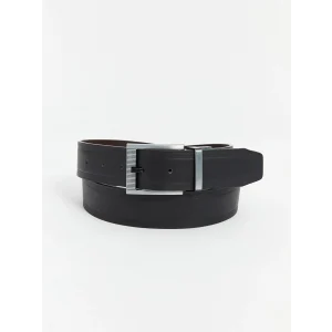 LCW ACCESSORIES Siyah Deri Görünümlü Erkek Kemer