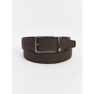 LCW ACCESSORIES Siyah Çift Yönlü Deri Görünümlü Erkek Kemer