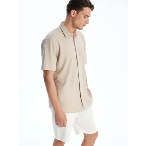 LC Waikiki Bej Regular Fit Kısa Kollu Erkek Gömlek