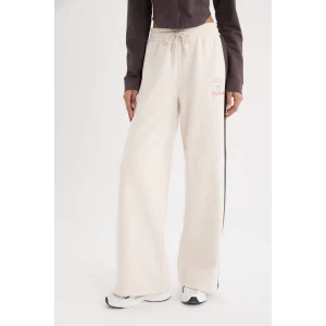 Defacto D6129 Ekru DeFactoFit NBA Chicago Bulls Eşofman Altı Wide Leg Geniş Bol Paça Standart Boy