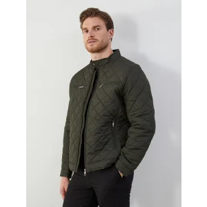 LCWAIKIKI Classic Haki Standart Kalıp Biker Yaka Kapitoneli Erkek Mont