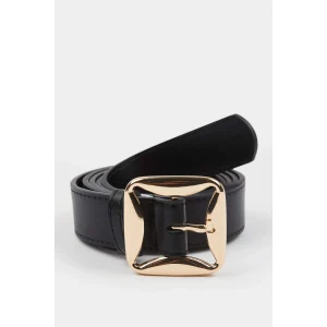 Defacto F3279 Siyah Kadın Kare Toka Suni Deri Jean Kemeri