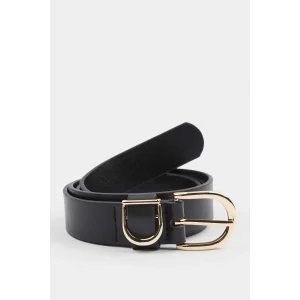 Defacto F3271 Siyah Kadın Oval Toka Suni Deri Jean Kemeri