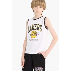 Defacto E4845 Beyaz Erkek Çocuk NBA Los Angeles Lakers Bisiklet Yaka Atlet