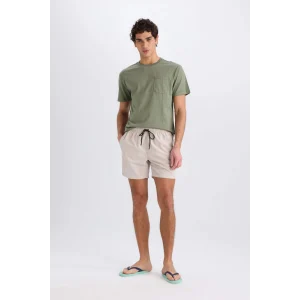 Defacto E0993 Bej Regular Fit Kısa Boy Yumuşak Tuşeli Deniz Şortu