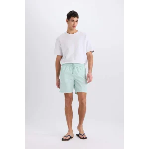 Defacto E0978 Turkuaz Regular Fit File Astarlı Diz Üstü Deniz Şortu