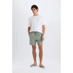 Defacto E0993 Haki Regular Fit Kısa Boy Yumuşak Tuşeli Deniz Şortu