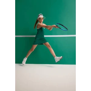 Defacto E3832 Yeşil Kız Çocuk Polo Yaka Baskılı Fitilli Kaşkorse Kolsuz Yazlık Elbise