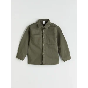 LCW baby Haki Basic Gabardin Uzun Kollu Erkek Çocuk Gömlek