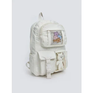 LCW ACCESSORIES Ekru Çok Bölmeli Kız Çocuk Sırt Çantası