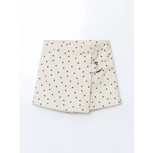 LCW Kids Ekru Beli Lastikli Puantiyeli Kız Çocuk Şort Etek