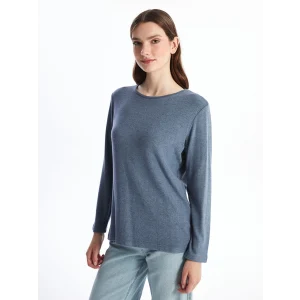 LCWAIKIKI Classic Mavi Bisiklet Yaka Kadın Tişört