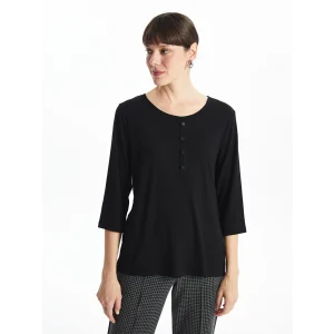 LCWAIKIKI Classic Siyah Bisiklet Yaka Kadın Bluz
