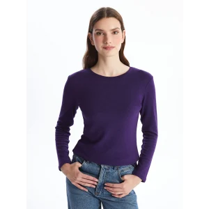 LCWAIKIKI Classic Mor Bisiklet Yaka Kadın Tişört