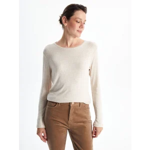 LCWAIKIKI Classic Bej Bisiklet Yaka Kadın Tişört