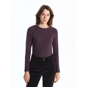 LCWAIKIKI Classic Mor Bisiklet Yaka Kadın Tişört