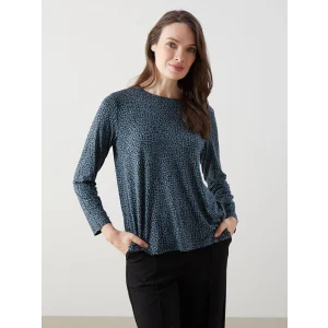 LCW Grace Yeşil Bisiklet Yaka Desenli Kadın Tişört